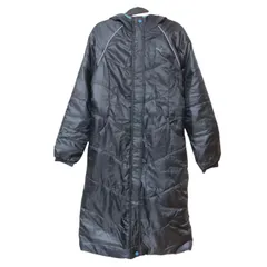 zk3【美品】PUMA プーマ　ベンチコート　中綿入り　ロング　グレー　ネイビー　レディース　Lサイズ　フード付き　着痩せ　防寒