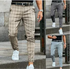 チェック柄 スラックス メンズ スーツパンツ ビジネススラックス ストレッチ カジュアルパンツ 洗える ウォッシャブル スーツ ロングパンツ