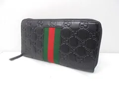 s25g-a898x【中古】GUCCI ｸﾞｯﾁ　ｼｪﾘｰﾗｲﾝ　ｸﾞｯﾁｼﾏ　ﾗｳﾝﾄﾞｼﾞｯﾌﾟｳｫﾚｯﾄ　408831・493075　ﾗｳﾝﾄﾞﾌｧｽﾅｰ長財布