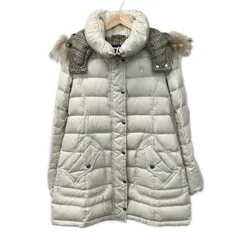 バーバリーブルーレーベル ダウンコート サイズ38 M レディース アイボリー フード着脱可/ファー（タヌキ）取り外し可