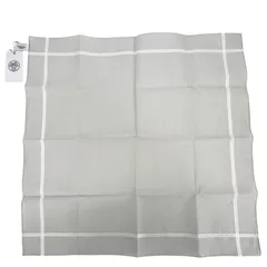 【中古】 HERMES エルメス  ハンカチ  ジャカード  Hパッサン グリ・クレール コットン グレー系 ハンカチーフ フランス タグ付き 未使用品 レディース メンズ 125035685 HO