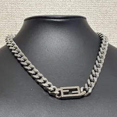 FENDI フェンディ バケット　FFロゴ チェーンネックレス シルバー 喜平風 メタル アクセサリー メンズ  人気 定番