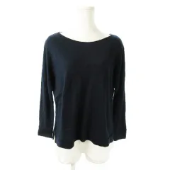 グリーンレーベルリラクシング ユナイテッドアローズ green label relaxing ニット セーター ラウンドネック 長袖 フェイクレイヤード ウール混 紺 ネイビー /AO23