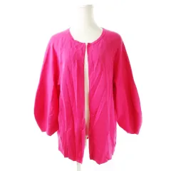 ユナイテッドアローズ A DAY IN THE LIFE UNITED ARROWS カーディガン ニット ラウンドネック トッパー 長袖 ミドル丈 ボリュームスリーブ タック ローズ /CK20