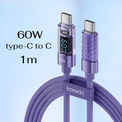 新品　toocki usb c to c  ケーブル 60W PD LEDディスプレイ搭載 1M タイプc  充電ケーブル　急速充電 typec パープル ナイロン編み