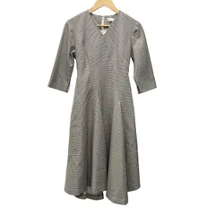 CELFORD(セルフォード) ワンピース サイズ36 S レディース美品  - 白×黒×ダークブラウン Vネック/七分袖/ロング