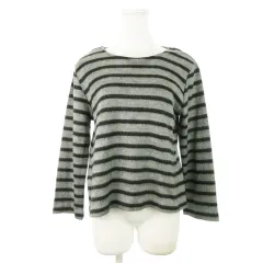 ユナイテッドアローズ A DAY IN THE LIFE UNITED ARROWS カットソー ニットソー ラウンドネック 長袖 ウール混 起毛 ふんわり ボーダー グレー /AH9