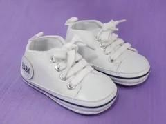 ★国内在庫・即日出荷★【サイズ11cm/12cm】ソフト底ベビースニーカー K05-白紺ライン ベビーシューズ　ファーストシューズ　小さい足の子　低出生体重児　未熟児