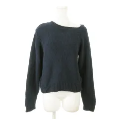 B&Y ユナイテッドアローズ BEAUTY&YOUTH ビューティー&ユース ニット セーター アシンメトリーネック 変形 長袖 コットン 紺 ネイビー /AH22