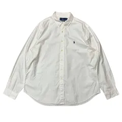 美品 ラルフローレン 白シャツ ワンポイント ヘリンボーン クラシックフィット