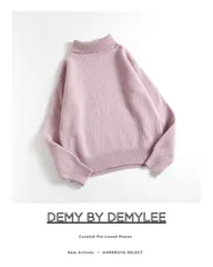 958y*美品 DEMY BY DEMYLEE デミー バイ デミリー ハイネック ウール 100% ニットセーター ピンク XS