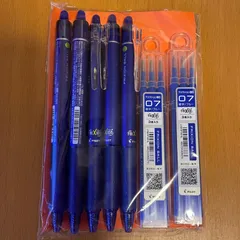 フリクションボールペン 0.7 ブルー  5本セット ＋ 替芯3本×2セット（計6本）