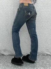 トゥルーレリジョン Billlie（ビリー） SUPER Tシャツ Y2K ローライズ デニムパンツ 27インチ C07978