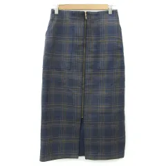 バビロン BABYLONE タイトスカート ロング丈 チェック柄 38 M ネイビー 紺 /YM11
