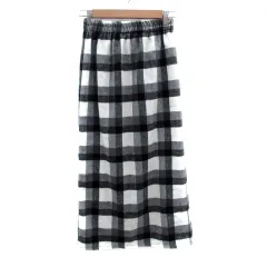 ブルーイースト BLUE EAST フレアスカート ロング丈 マキシ丈 チェック柄 L オフホワイト 黒 ブラック /HO20