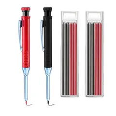1 黒 + 1 赤 + 2*3 黒コア 3* 赤コア 建築用シャーペン 建築用鉛筆 2本 替え芯2色12本付き 2.8mm 墨付け すみつけシャープペンシル 大工 建築 木工 工事 デッサン スケッチ マーク用マーキングツール (1 黒 + 1 赤 + 2*3