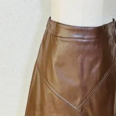 Chico フェイクレザー スカート ブラウン フリーサイズ 台形 ウエストゴム