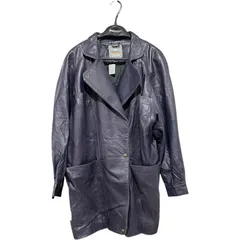 ZK5 ALDO レザージャケット ロングコート ネイビー ブルー 紺色 パープル 紫 本革 アウター ラムレザー