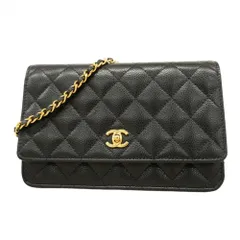 シャネル(Chanel) シャネル 財布・ショルダーウォレット マトラッセ チェーンショルダー キャビアスキン ブラック レディース