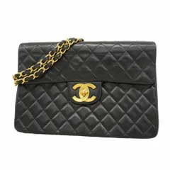 シャネル(Chanel) シャネル ショルダーバッグ デカマトラッセ Wチェーン ラムスキン ブラック レディース