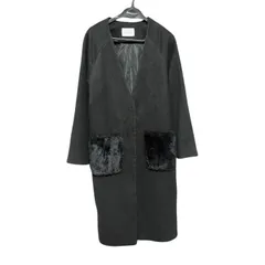 ZK5   LOWRYS FARM チェスターコート  ローリーズファーム ブラック 黒  レディース Mサイズ  ファー付き ノーカラー ロングコート