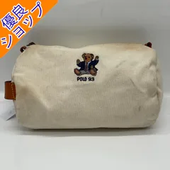 BN7340□POLO RALPH LAUREN ポロベア キャンバス×レザー ポーチ セカンドバッグ ロール型