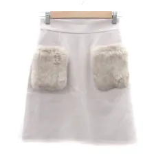 アプワイザーリッシェ Apuweiser-riche 台形スカート ひざ丈 ラビットファー 1 S ライトグレー /HO8