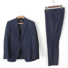 05【美品】スーツセレクト スーツ A5 メンズ M ネイビー 紺 SUPER TOUGH 100’s 耐久性 シワ耐性 SUIT SELECT 秋冬春 ★美品★