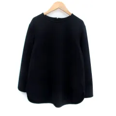 コムサ COMME CA ブロンドオフ BLANC D'OEUF カットソー ラウンドネック 長袖 無地 M～L 紺 ネイビー /HO49