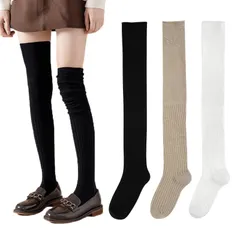 【まもなく終了】ニーハイソックス レディース 春夏秋 [DAMILY] オーバーニーソックス 女性用 ハーイソックス 伸縮性 ロング丈 サイハイソックス ３足セット 美脚 通学通勤 22-25cm