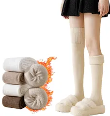【まもなく終了】[Ekieta] 36℃+極暖恒温！オーバーニーソックスレディースあったか裏起毛【-10℃防寒・極上の履き心地・高密度パイル編み保温極厚】ニーハイソックス厚手防寒暖かいハイソックスルームソックス靴下冷え対策冬伸縮性通学通勤