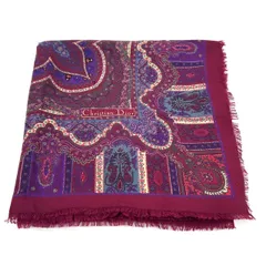 Christian Dior クリスチャンディオール 大判ストール ウール×シルク ペイズリー柄 130×130　1231001