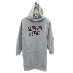 レピピアルマリオ repipi armario パーカーワンピース ひざ丈 長袖 プリント S 140cm マルチカラー グレー /YS26 女の子