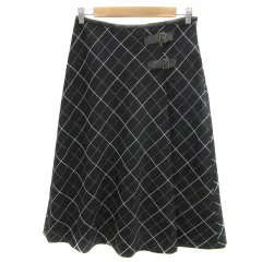 デヴィジオ DESVISIO フレアスカート ロング丈 チェック柄 飾りベルト付き 大きいサイズ 42 XL マルチカラー 黒 ブラック /YS3