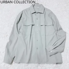 アーバンコレクション　シャツ　オーバーサイズ　レギュラーカラー　ダブルポケット　カジュアル　シンプル　グリーン系