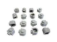 レゴ★未使用！新灰色の１×１×２／３パーツ１６点（片側面半円・片側面ポッチ）