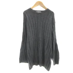 ザラ ZARA リブニット カットソー 長袖 ラウンドネック 無地 ウール混 XS-S グレー /YS23