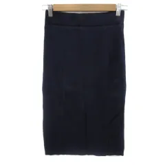 ロイヤルパーティー ROYAL PARTY リブニットスカート タイトスカート ミモレ丈 無地 F 紺 ネイビー /YS19