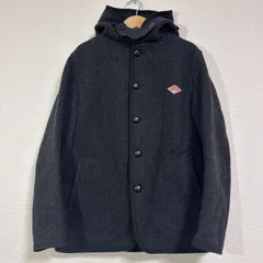 DANTON 日本製 ウールモッサ シングルフードジャケット JD-8458WOM くるみボタン チンストラップ付き ショートコート チャコールグレー 38 L