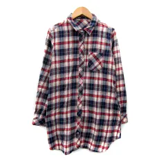 アズノウアズ as know as シャツワンピース ミニ丈 長袖 チェック柄 マルチカラー 赤 レッド 紺 ネイビー /SY7