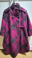 アトリエナイン CHECK 柄 ウール ハーフ コート