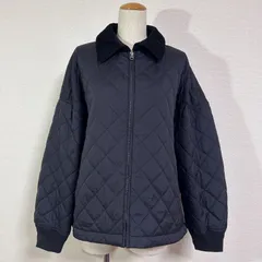 美品 UNIQLO C 23AW ウィメンズ パフテックブルゾン オーバーサイズ 撥水 中綿キルティングジャケット リブ袖 コーデュロイ襟 ブラック XL