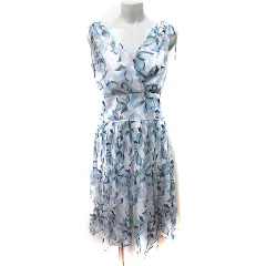 コムサイズム COMME CA ISM ワンピース ひざ丈 シフォン ノースリーブ 総柄 L マルチカラー /YI