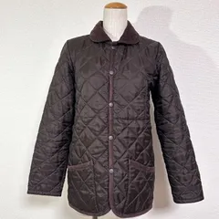 style+confort別注 LAVENHAM イングランド製 コーデュロイ丸襟 キルティングショートコート キルティングジャケット すっきりめ ダークブラウン 36 M