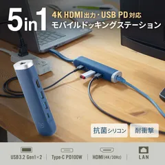 Type-C ハブ 5in1 ドッキングステーション 4K HDMI出力 100W PD充電 USB 3.2 Gen1 ２個 有線LAN Surface iPad Pro MacBook ノートパソコン 4K30Hz セルフパワー バスパワー両対応