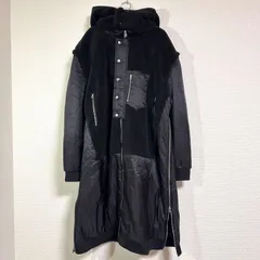 美品 アンティカ 異素材切り替え 4wayコート ボアドッキング 火山岩中綿コート レイヤード風 ロングベスト ユニセックス FREE