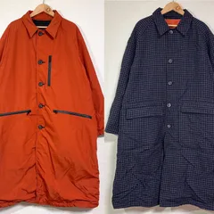UNITED TOKYO 18AW リバーシブルバルカラーコート ステンカラーコート 梳毛ツイード×撥水ポリエステル ネイビー×オレンジ サイズ1 S-M相当