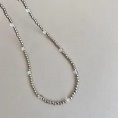 n67 ビーズ ネックレス チョーカー シルバー 天然石 金アレ対応素材に変更可