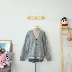 ヴィンテージ グレー オーバーサイズ カジュアル ニット カーディガン