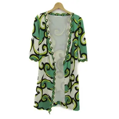 ダイアンフォンファステンバーグ ロングカーディガン トップス ガウン シルク レディース 2サイズ 緑×黒 DIANE VON FURSTENBERG 【中古】のサムネイル